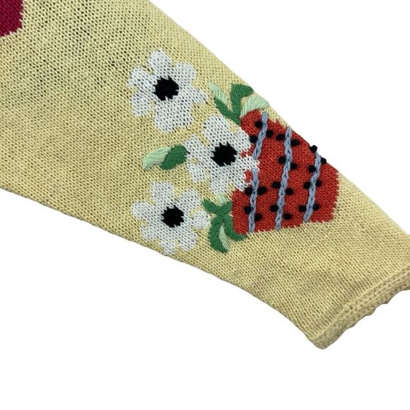 Vintage Talbots Medium Hand Knit Sweater Cardigan Linen Cotton Womens - Picture 8 of 16